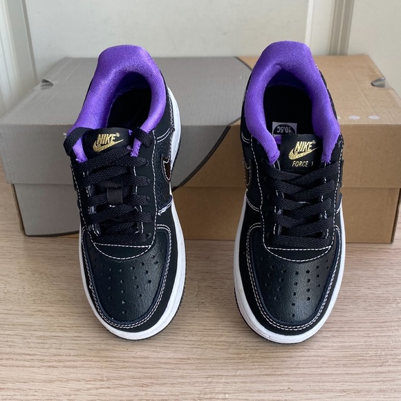 Nike Air Force 1 LV8 Black/Purple Toddler Sneakers- SZ 10.5 C - Picture 4 of 9